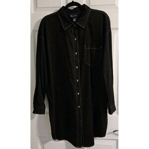 Denim & Company 100% Cotton Large Black Dress with white stitching